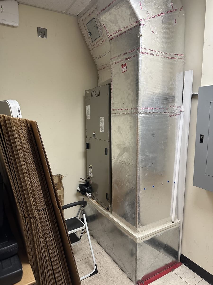 An air handler in a metal-framed utility closet in Hernando County, FL.