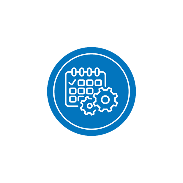 Heating maintenance icon: a calendar with a gear