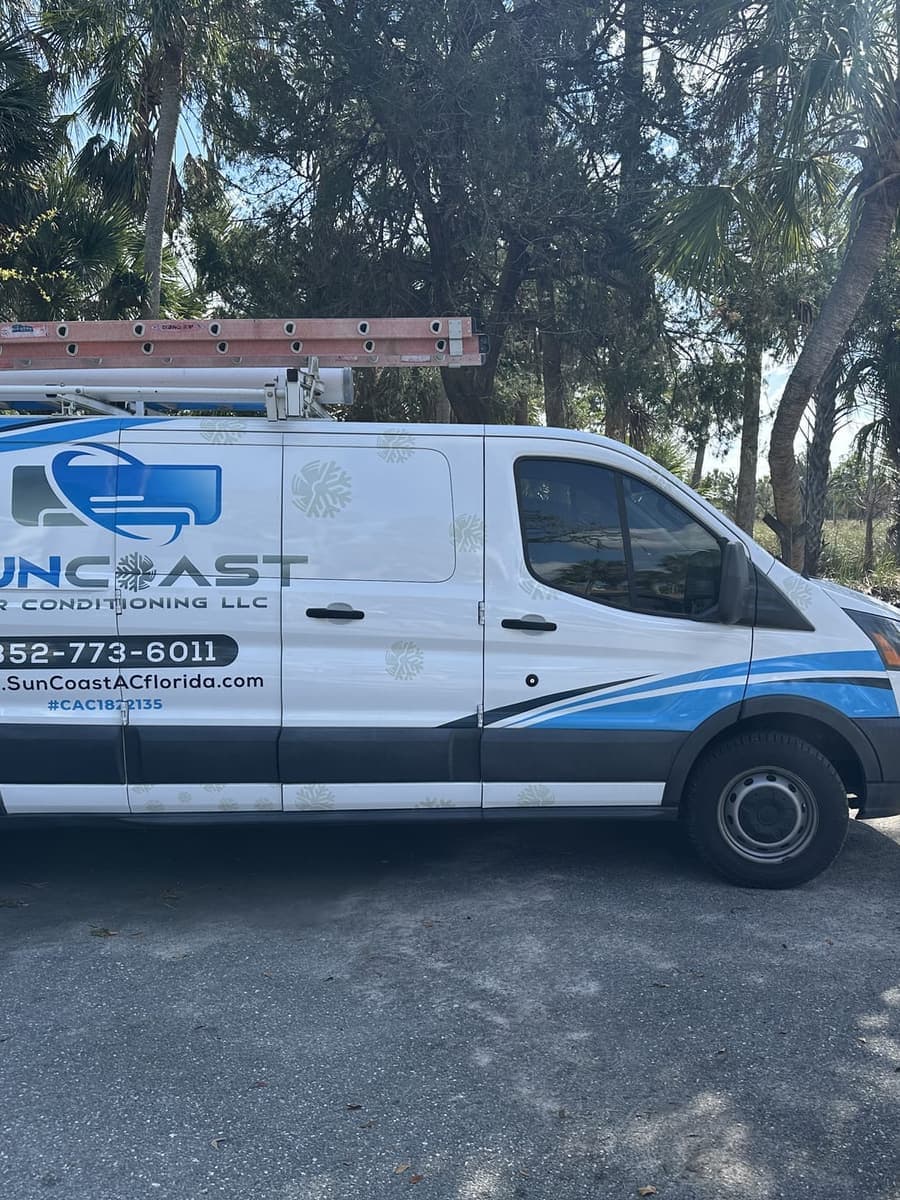 The SunCoast van parked on a job site in Citrus County, FL.