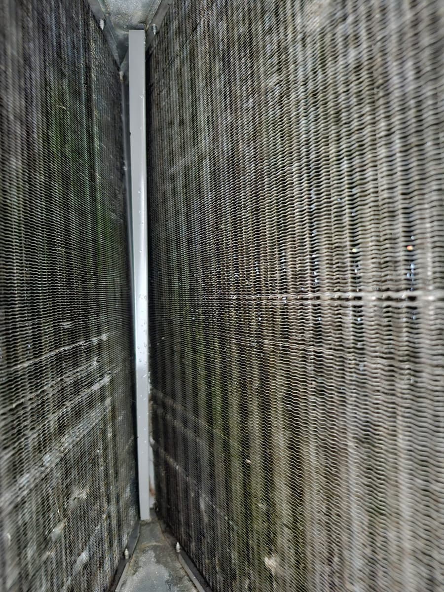 The fins of a coil seen edge-on.