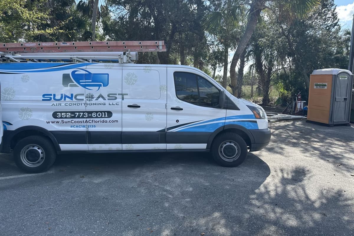 The SunCoast van parked on a job site in Citrus County, FL.