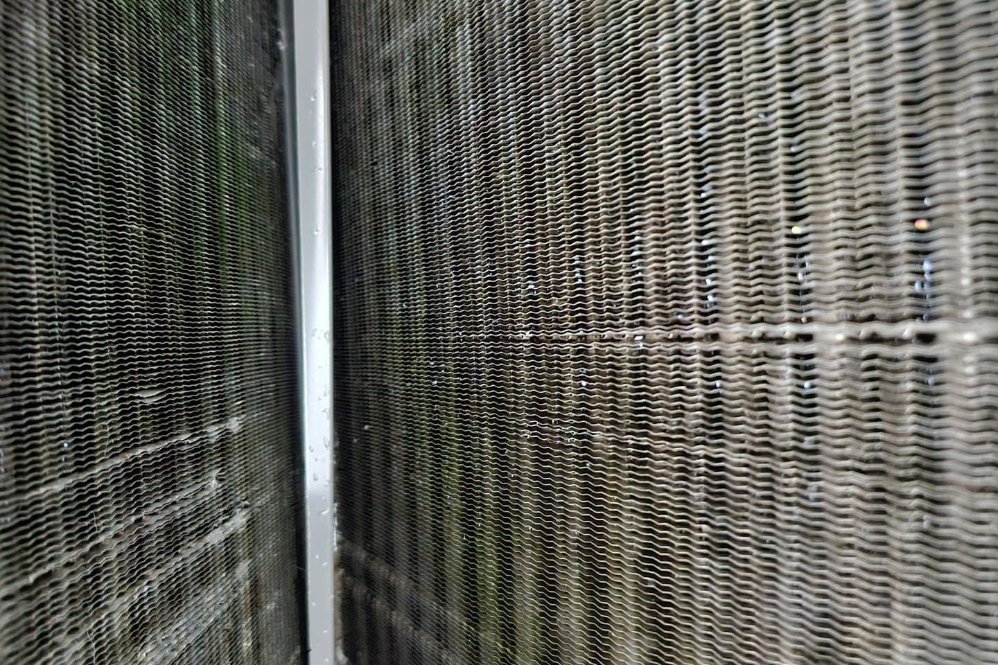 The fins of a coil seen edge-on.