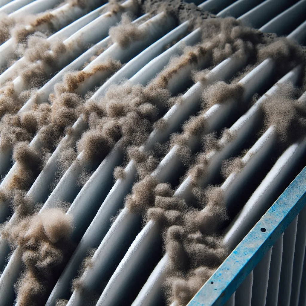 A close-up of a dirty and clean HVAC air filter, showcasing the need for regular maintenance to ensure effective filtration.