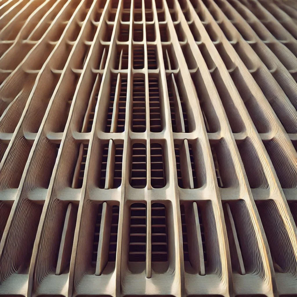 Close-up of slats with ventilation gaps for air circulation in an AC cover.