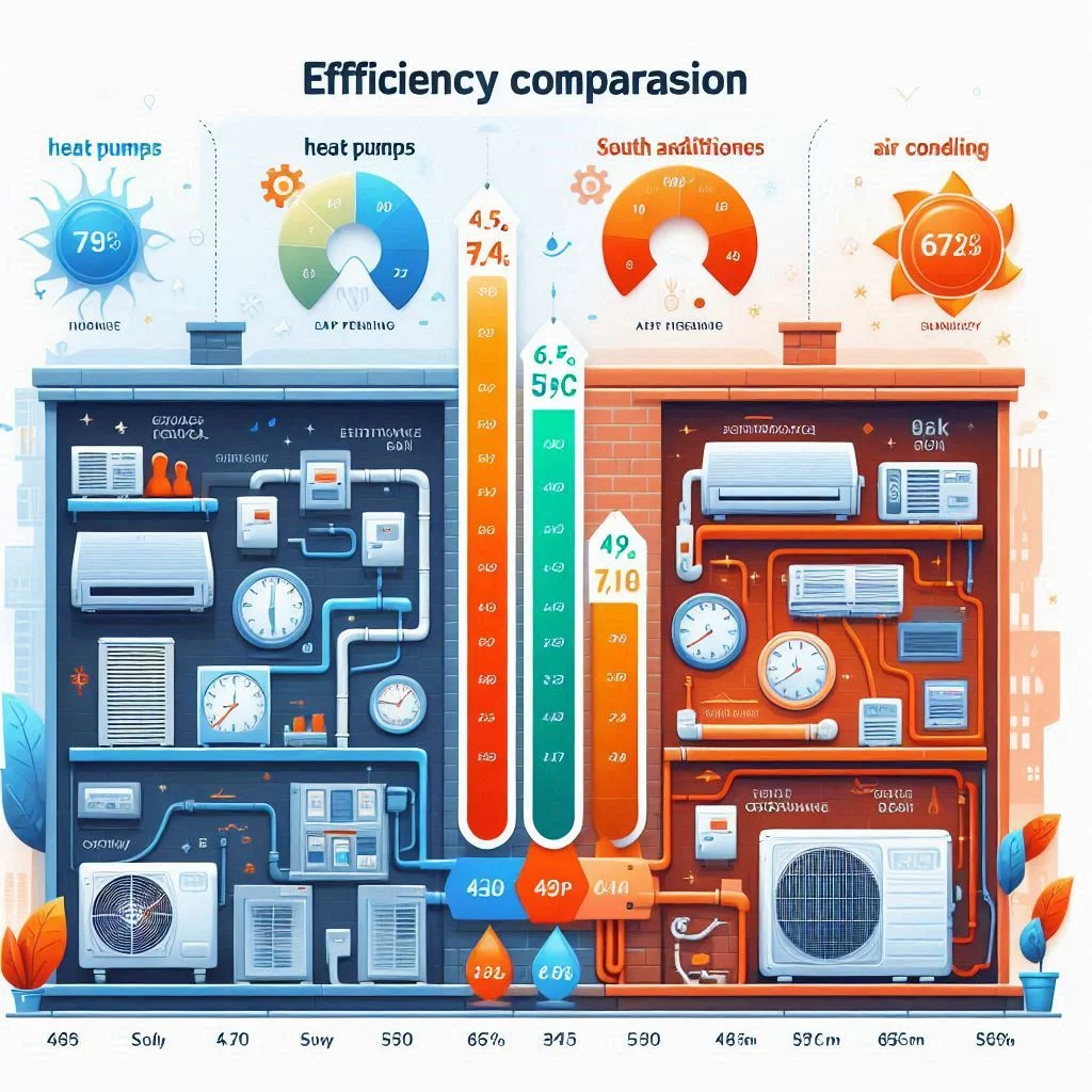 "A lifespan comparison chart for heat pumps and air conditioners, showcasing expected service life and the importance of maintenance."