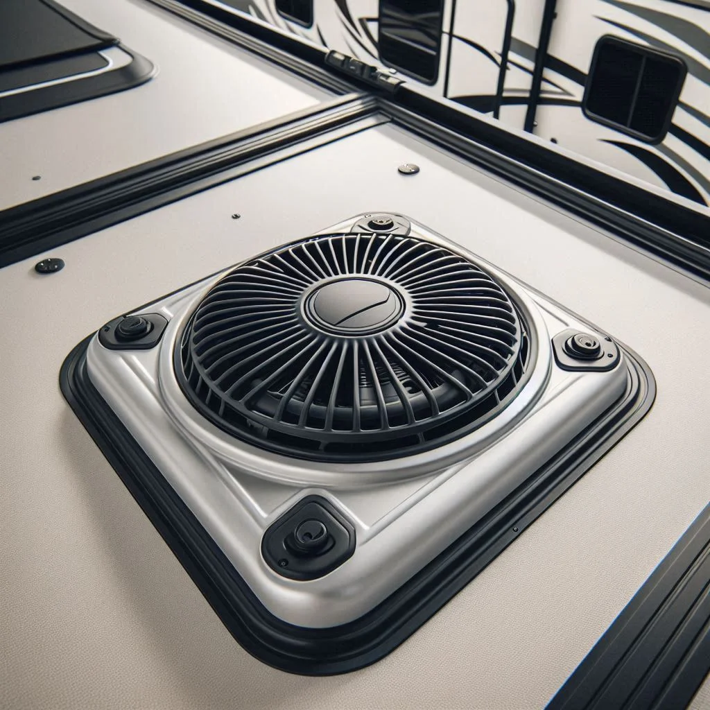 An image of the RV roof, highlighting a clean, unobstructed area where the Dometic air conditioner will be installed, with a focus on the vents and proper airflow.