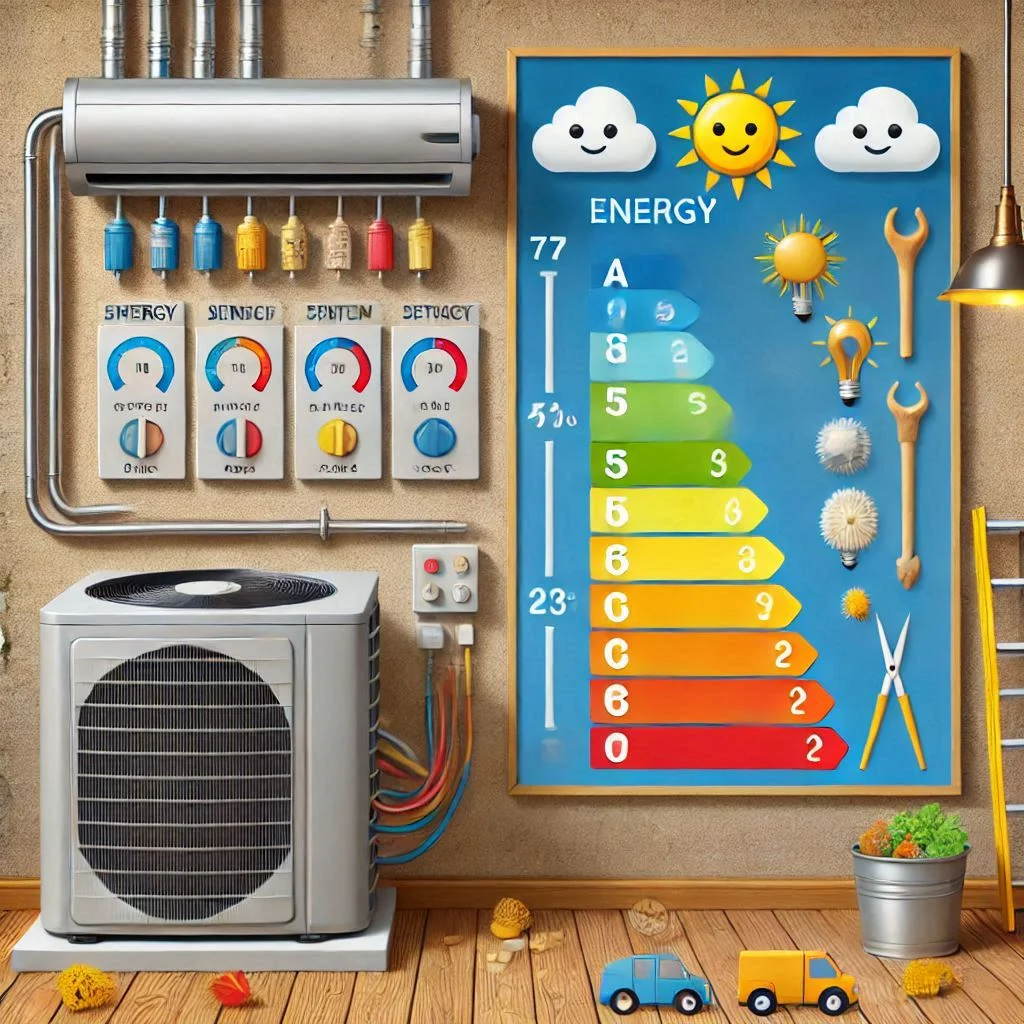 An energy efficiency chart showing the difference in energy usage between a clean HVAC system and one with clogged vents.