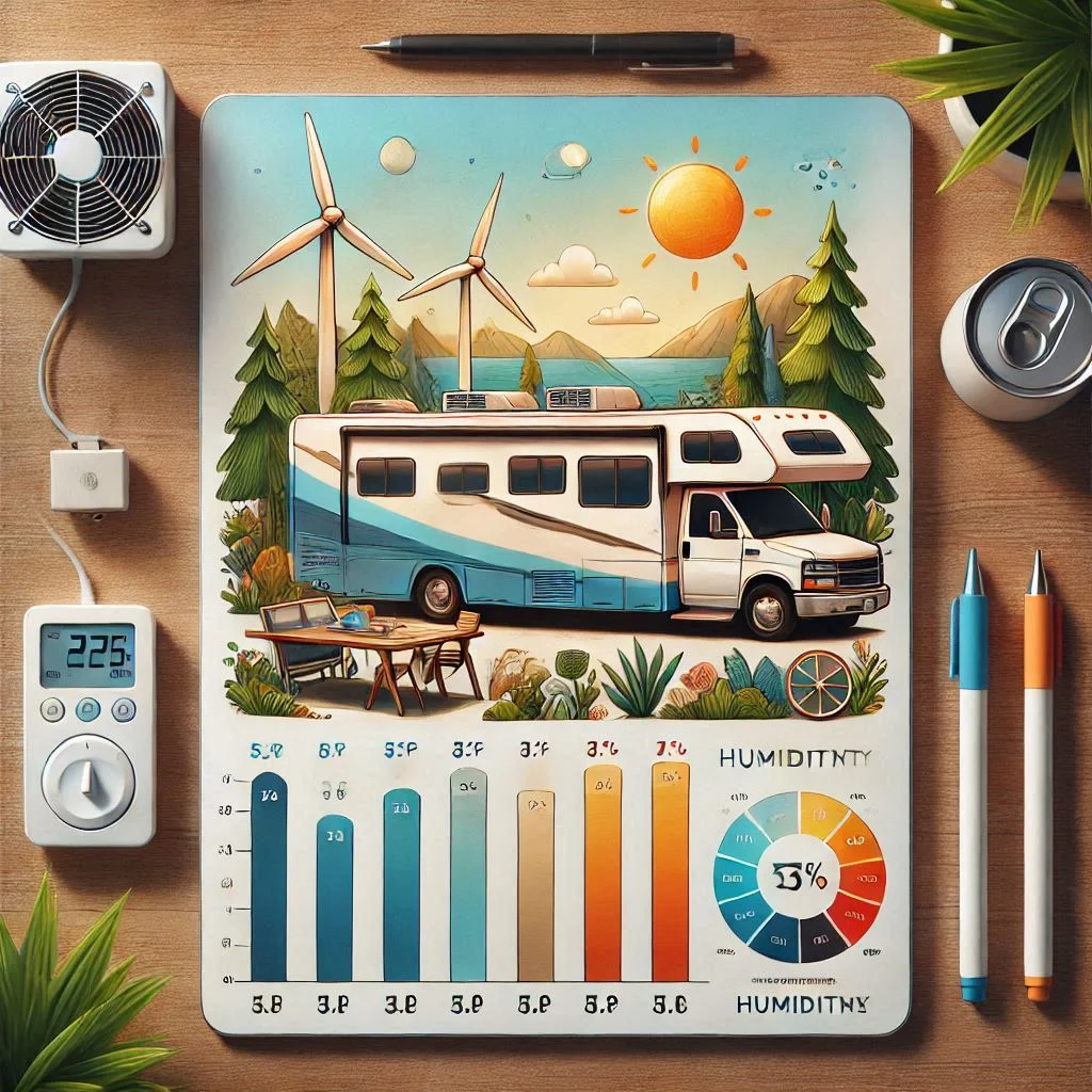 "A graph or chart comparing RV AC power consumption in different ambient temperatures and humidity levels"