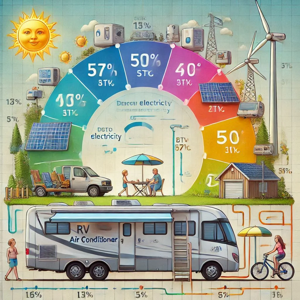 "Diagram showing how much electricity different BTU sizes of RV air conditioners use"