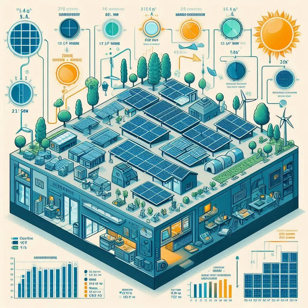 "Chart showing solar panel output per wattage and corresponding number of panels required for different AC sizes and climates."