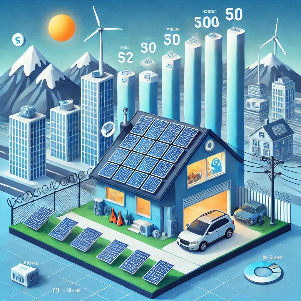 "Graph showing how much solar panels can save on air conditioning costs over a 10-year period."