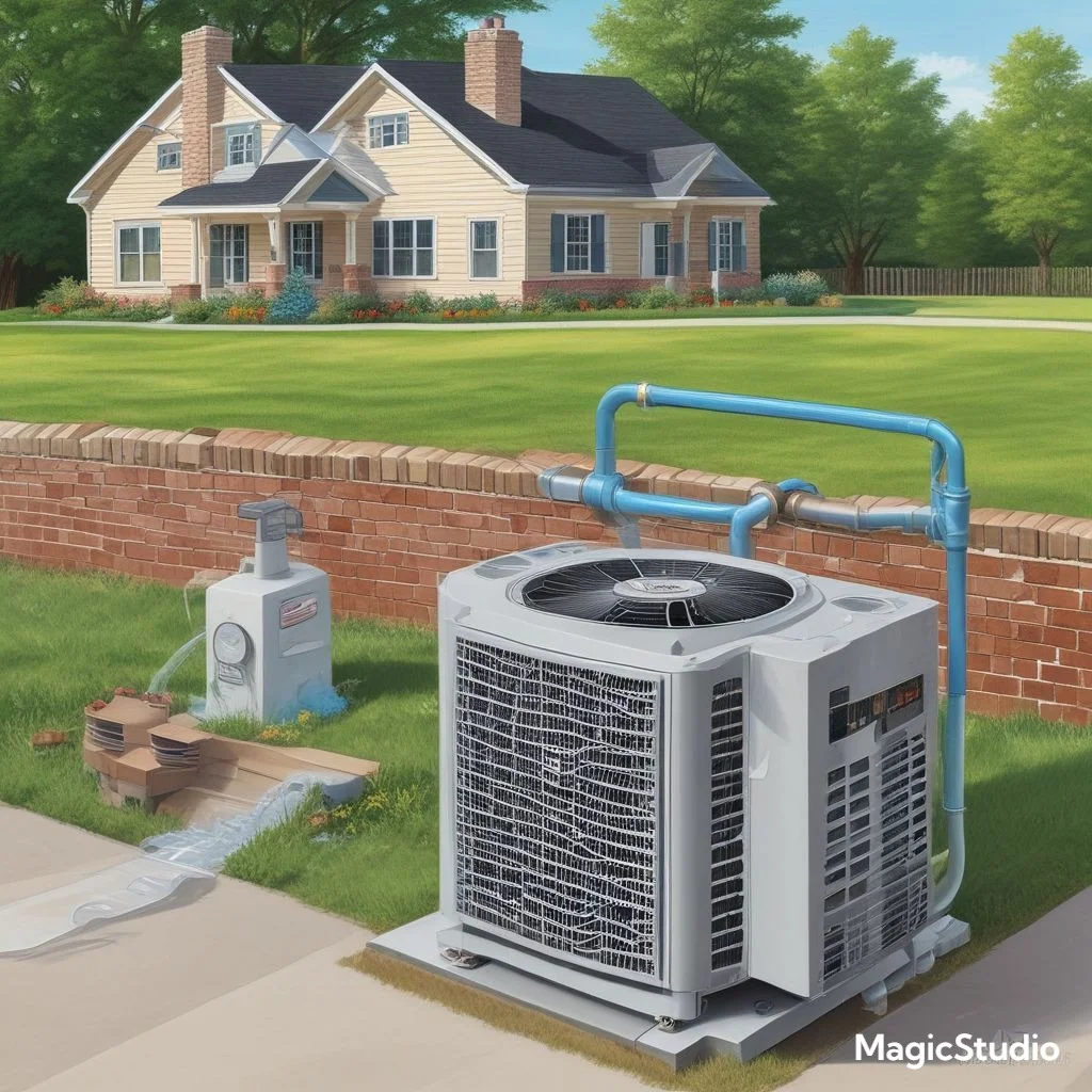 : An illustration of a heat pump operating in cooling mode during summer and heating mode during winter, showing the dual-directional refrigerant flow.