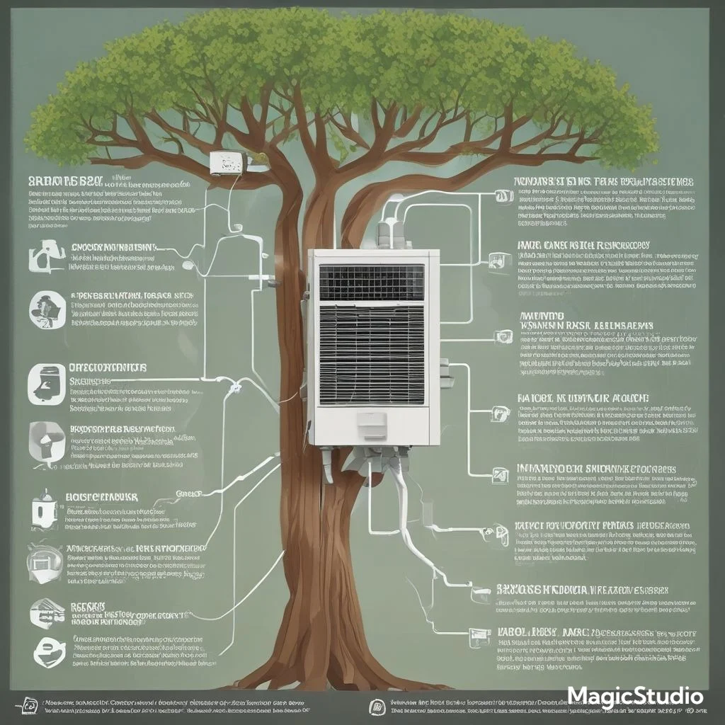 An infographic showing a decision tree for choosing between an air conditioner and a heat pump, based on factors like climate, cost, and usage needs.