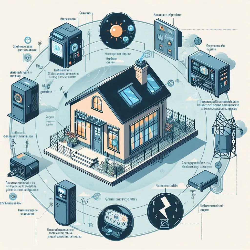 A diagram illustrating the automatic operation of a standby generator, showing how it detects power outages and supplies electricity to the home.