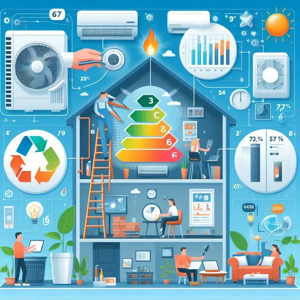: "An infographic showing energy savings from regular HVAC maintenance and the benefits of upgrading to an energy-efficient air conditioner or heater."