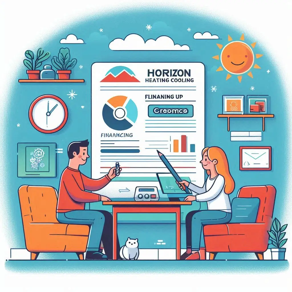 "Customer signing up for flexible financing options with Horizon Heating and Cooling, showing a smooth, worry-free process."