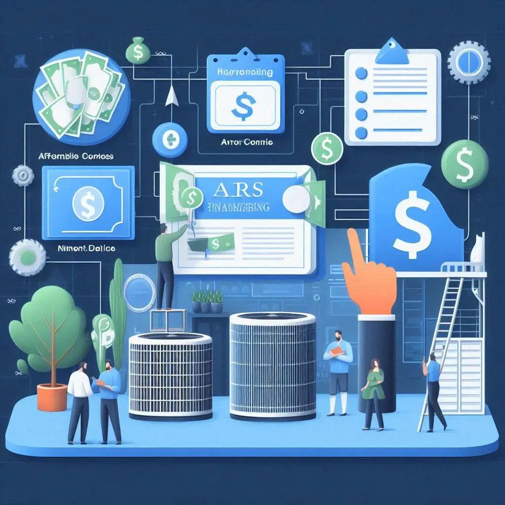 “Graphic showing ARS flexible financing options, including payment plans and affordable interest rates for HVAC systems.”