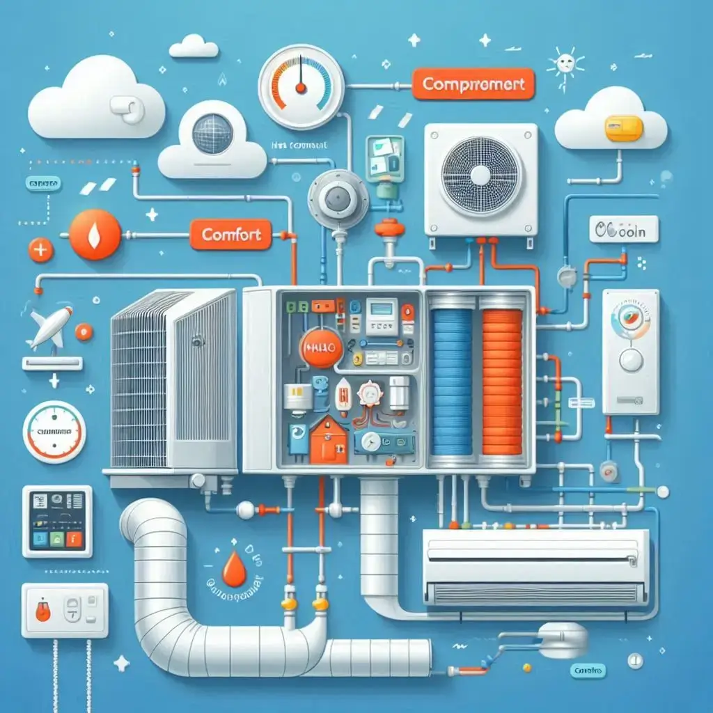 "Close-up of a smart thermostat in use, adjusting the temperature and controlling the HVAC system through advanced technology for comfort heating and cooling."