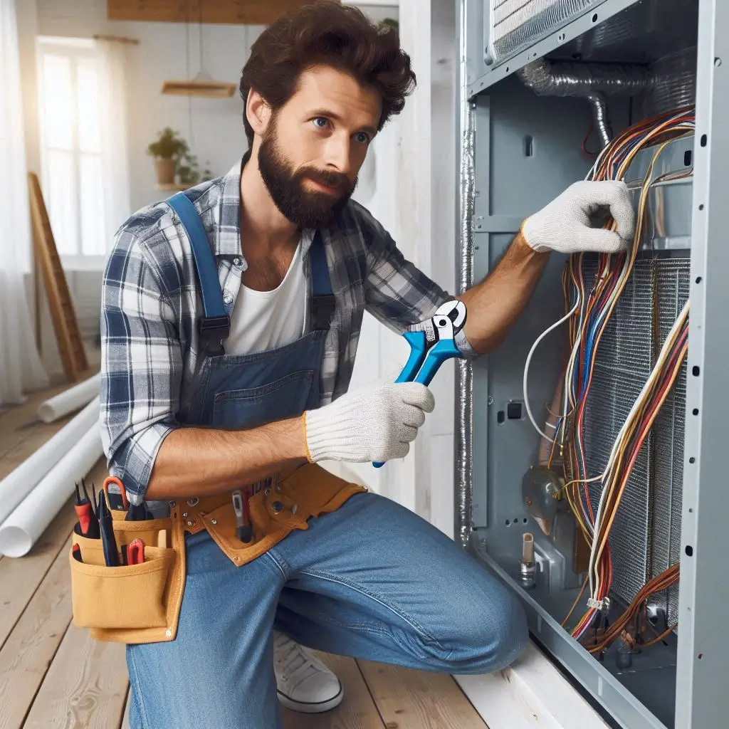 A technician performing a full HVAC system installation in a home, ensuring quality and efficiency.