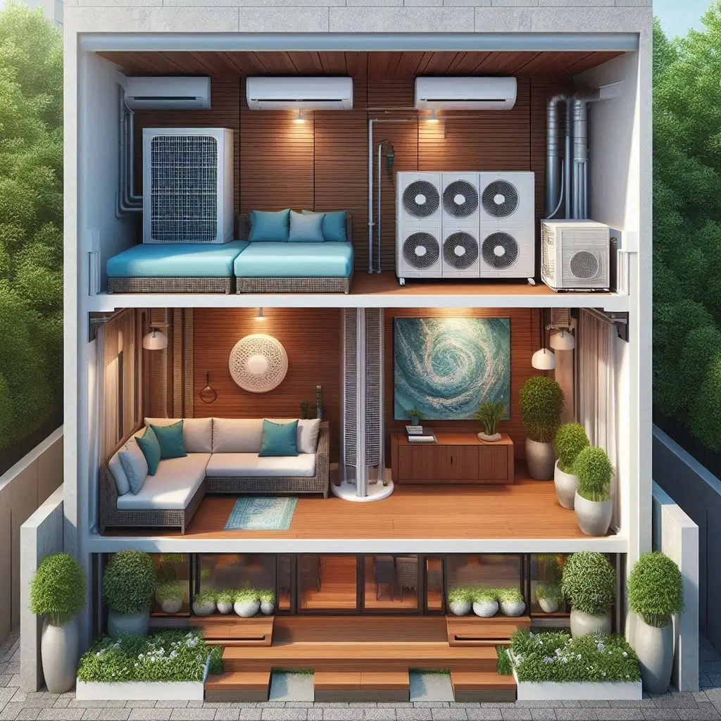 An image showing the ideal outdoor placement of a central air conditioning condenser unit in a well-ventilated area.