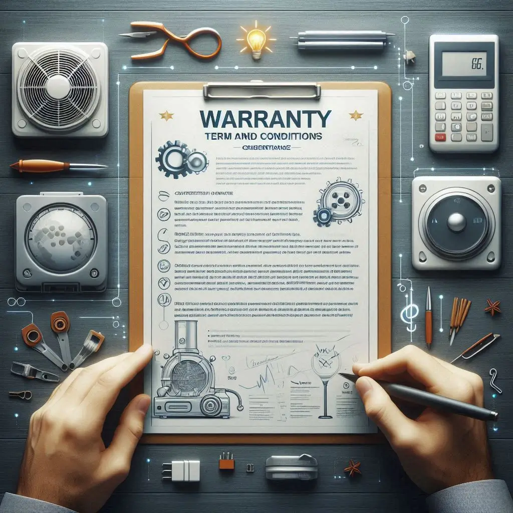 "An image of a contract with clear warranty terms and conditions for HVAC services, highlighting the terms of the agreement."