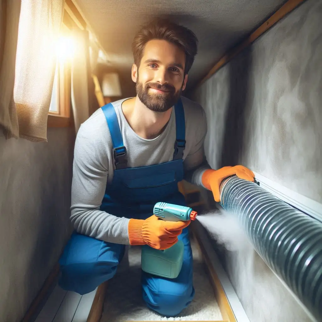 A technician cleaning air ducts inside a home, showcasing the importance of routine maintenance for better indoor air quality.